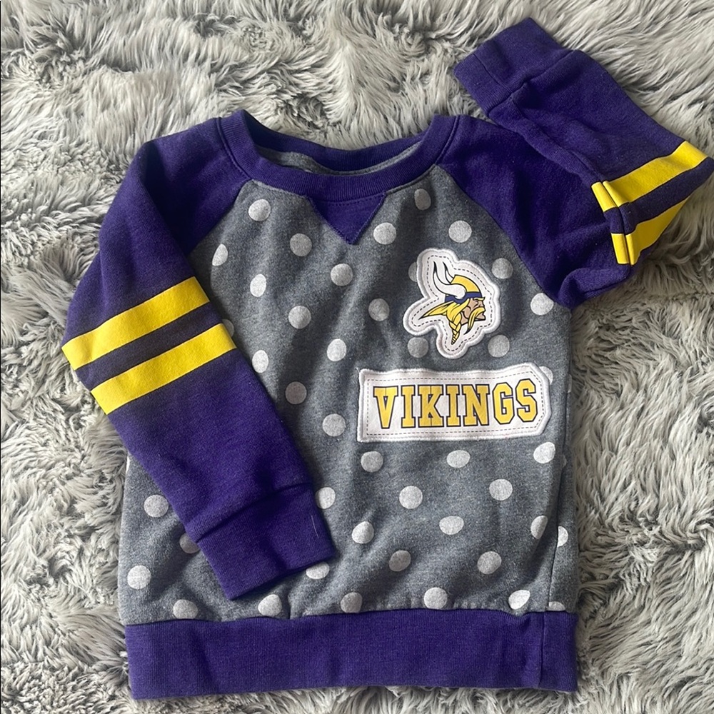Girls Vikings Polka Dot Sweatshirt - Gray and Purple